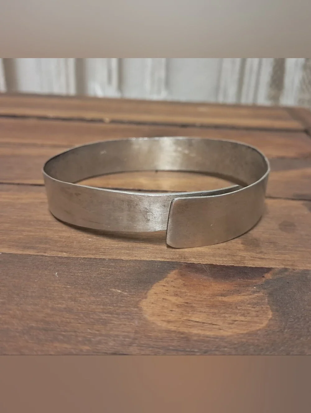 Vintage 925 Sterling Silver Minimalist Wide Bypass Ribbon Cuff Bracelet Banglex